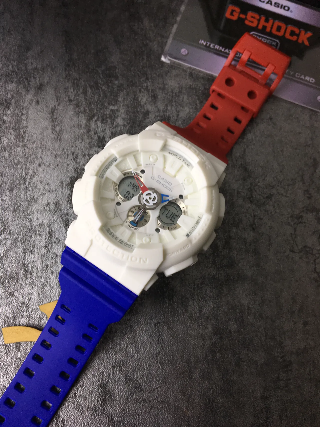 Casio G-Shock GA-100 White Red Blue Sports Watch 5