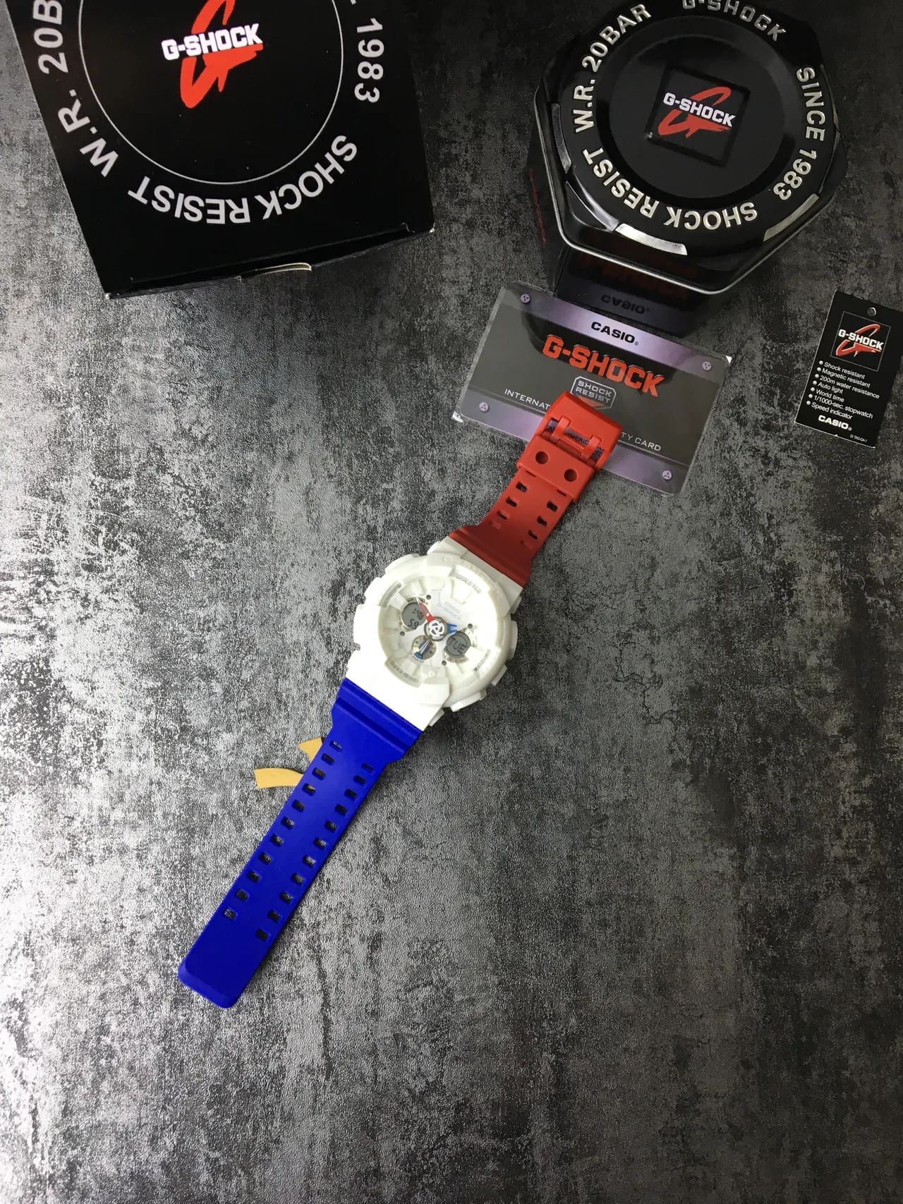 Casio G-Shock GA-100 White Red Blue Sports Watch 6