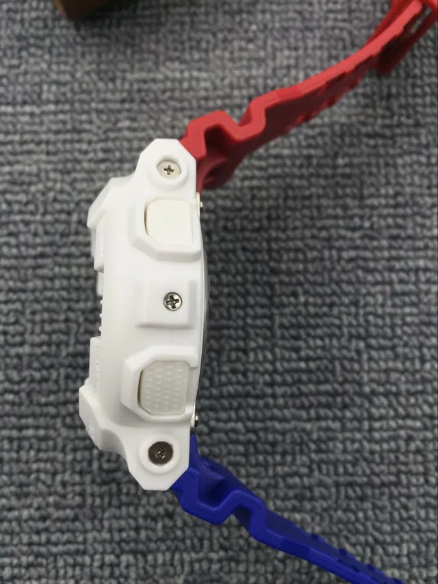 Casio G-Shock GA-100 White Red Blue Sports Watch 8