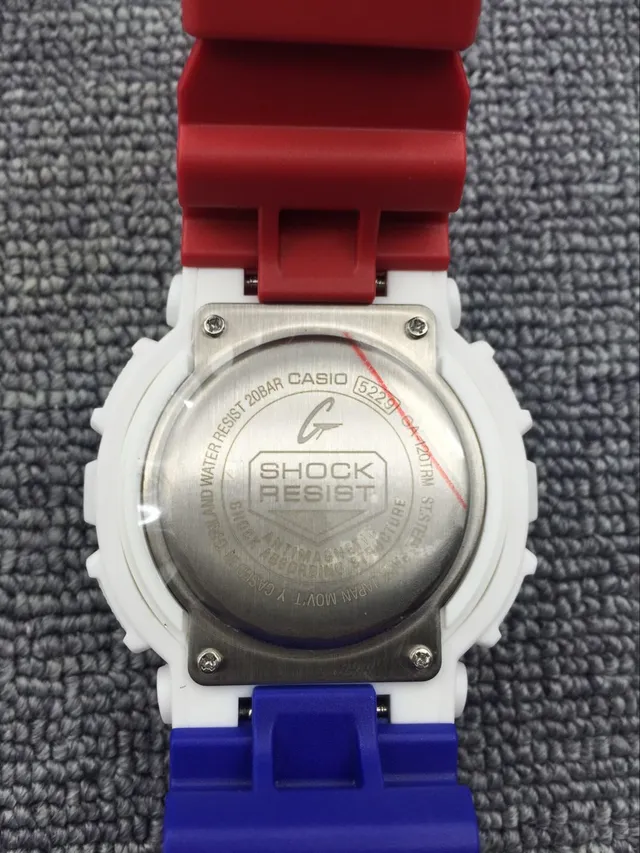 Casio G-Shock GA-100 White Red Blue Sports Watch 10