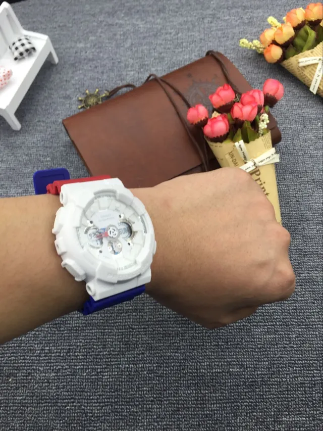 Casio G-Shock GA-100 White Red Blue Sports Watch 11