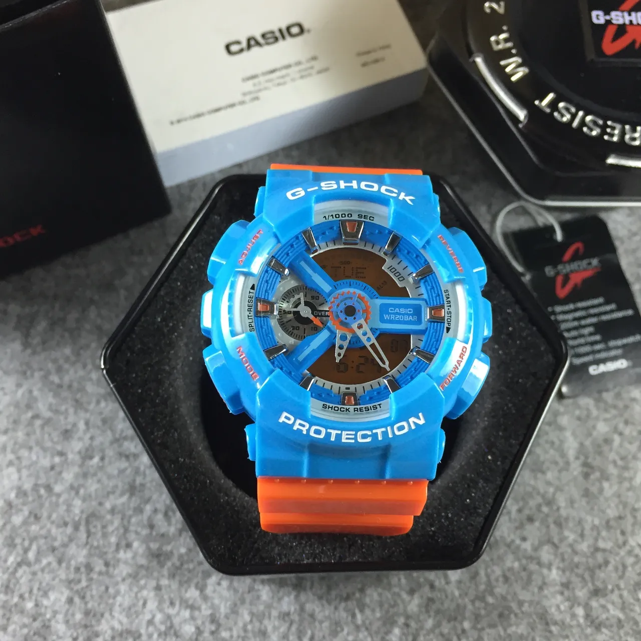 Casio G-Shock GA-110 Blue and Orange Sports Watch 13