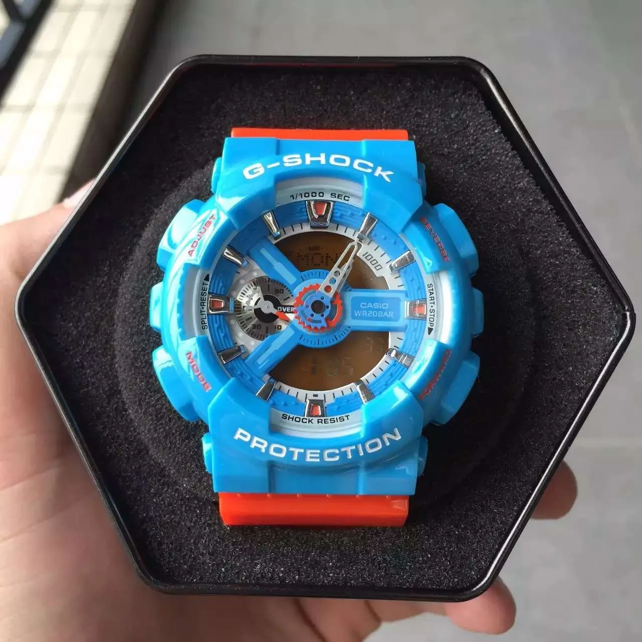 Casio G-Shock GA-110 Blue and Orange Sports Watch 14