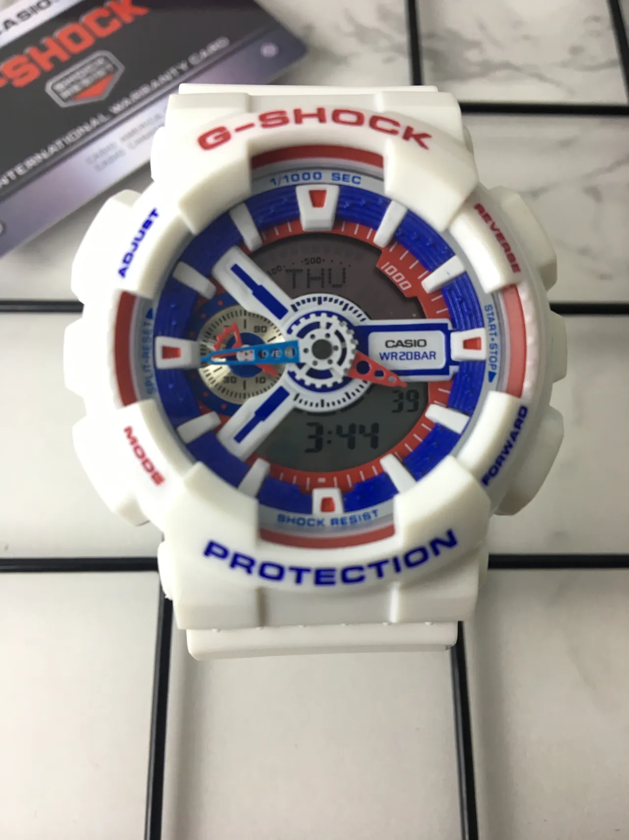 Casio G-Shock GA-110 White Red Blue Sports Watch 3