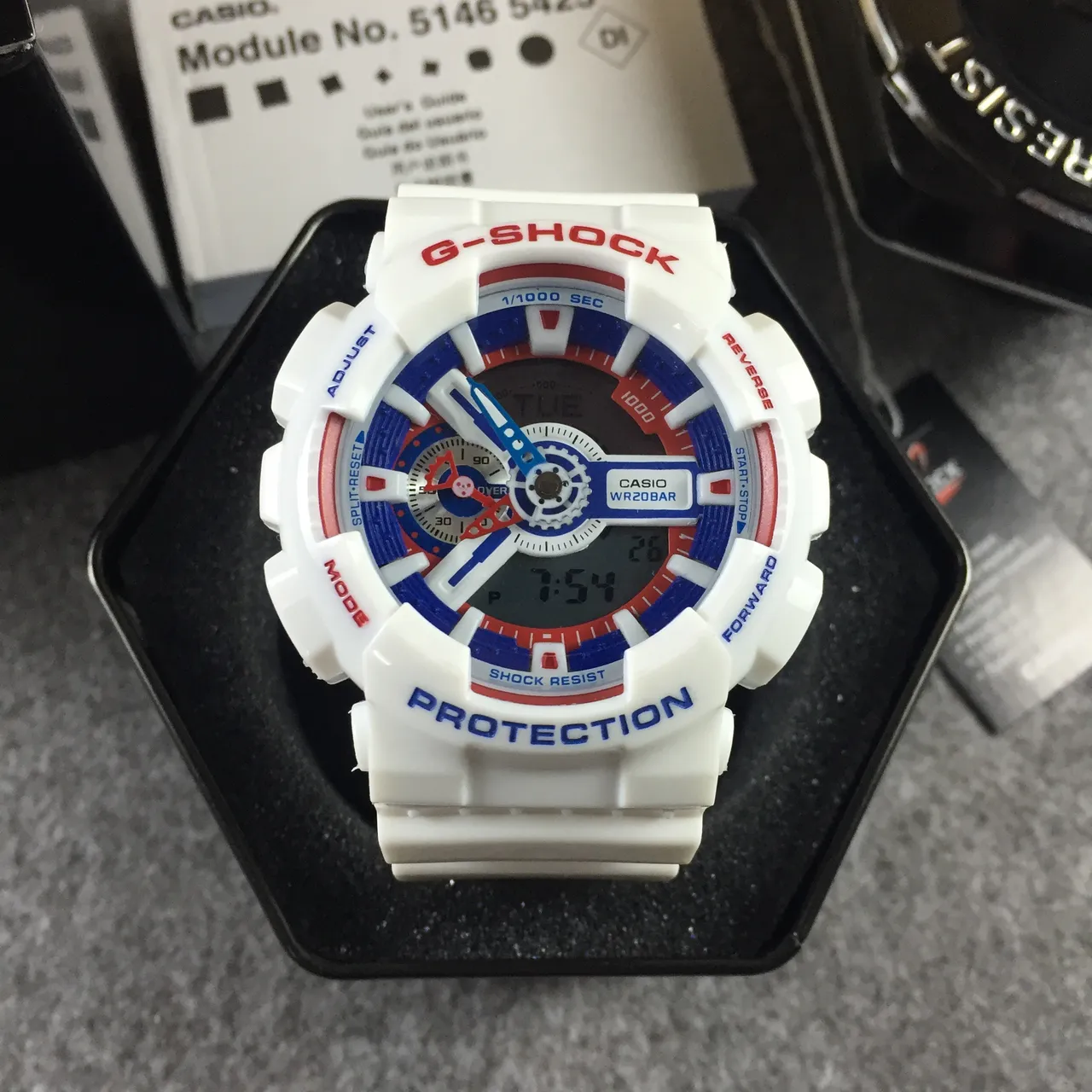 Casio G-Shock GA-110 White Red Blue Sports Watch 12