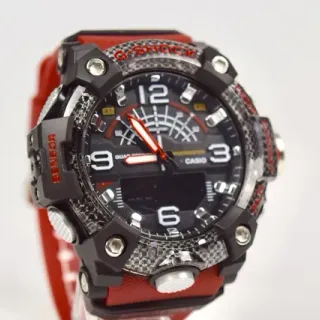 Casio G-Shock Mudmaster ألياف الكربون وساعة رياضية حمراء