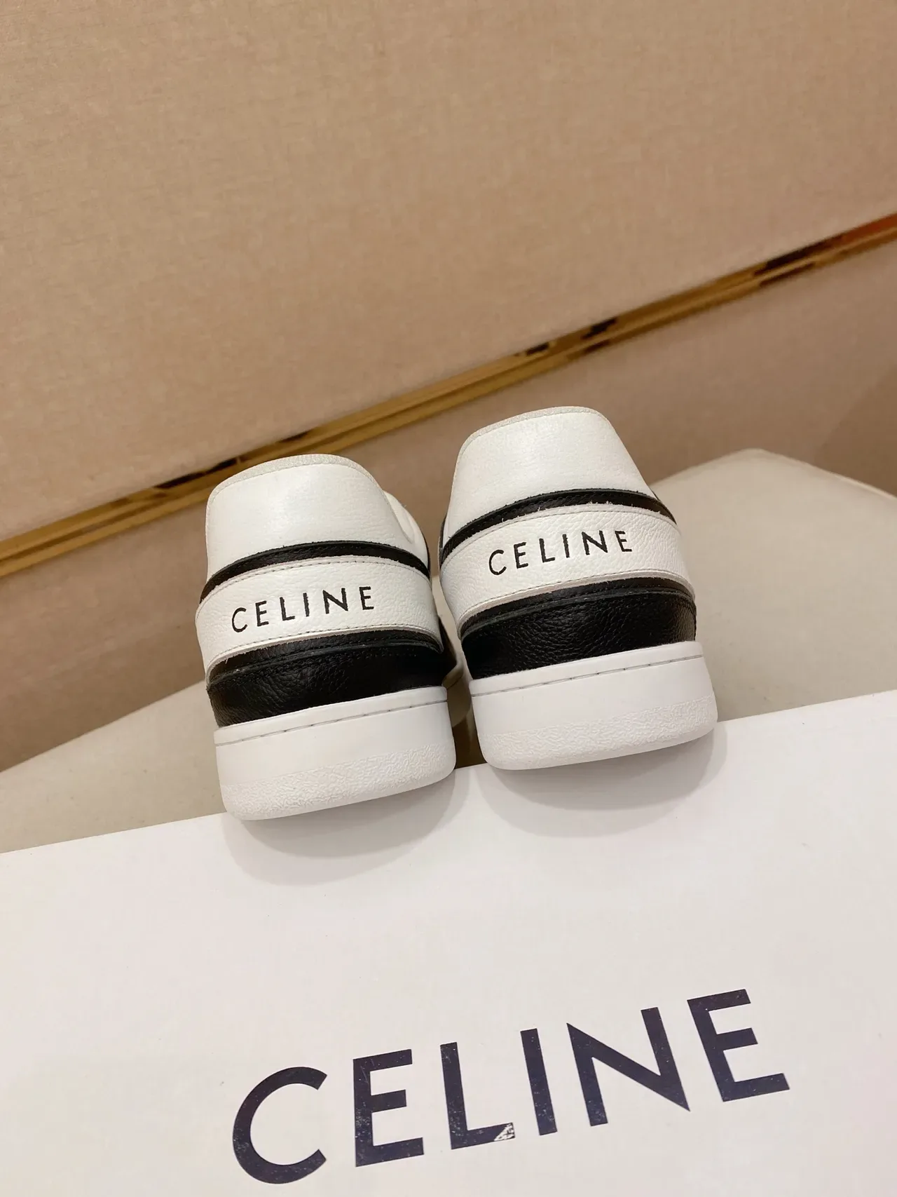 Celine CT-01 White and Black Leather Lifestyle Sneakers 3