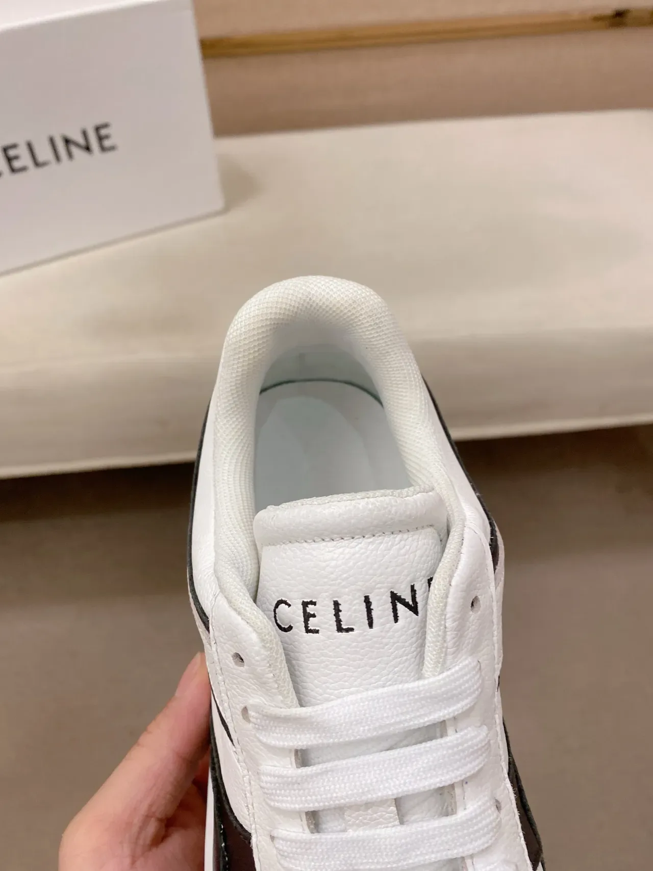 Celine CT-01 White and Black Leather Lifestyle Sneakers 4