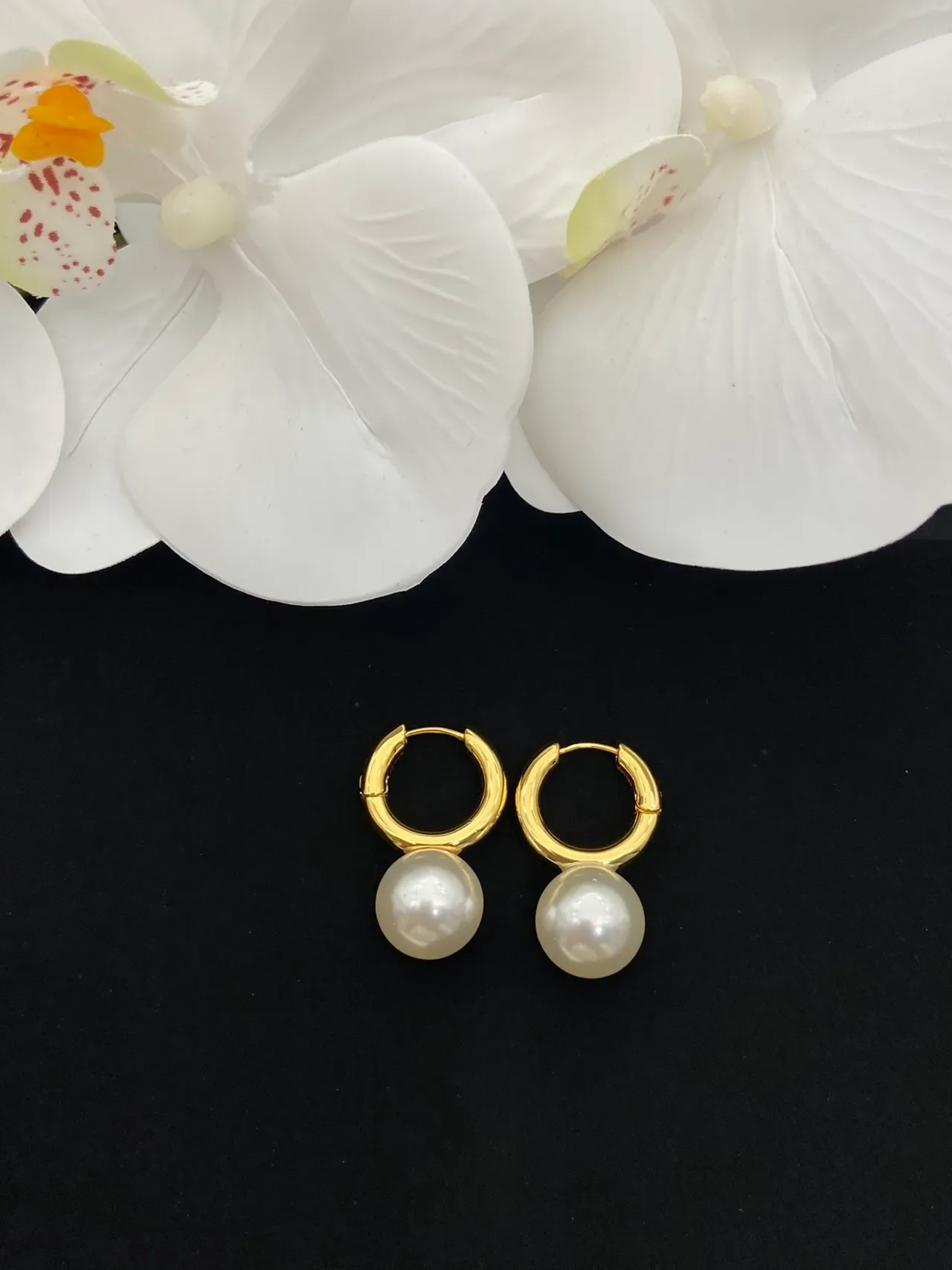Celine Gold-Tone Pearl Hoop Earrings 5