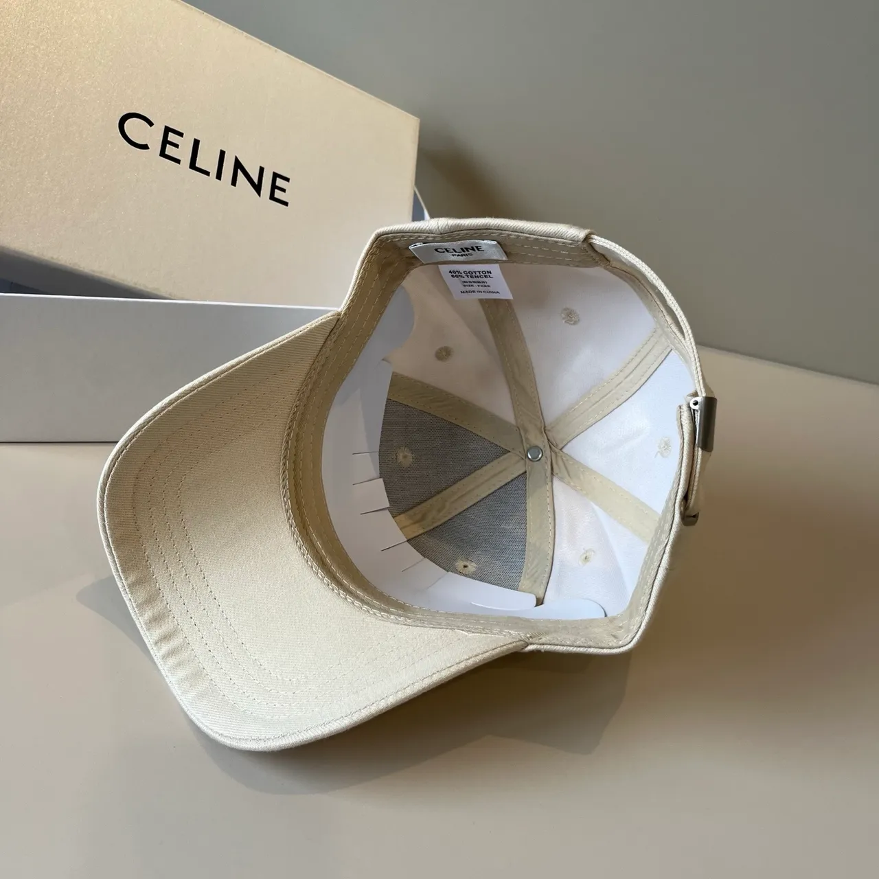 Celine Triomphe Embroidered Off-White Baseball Cap 3