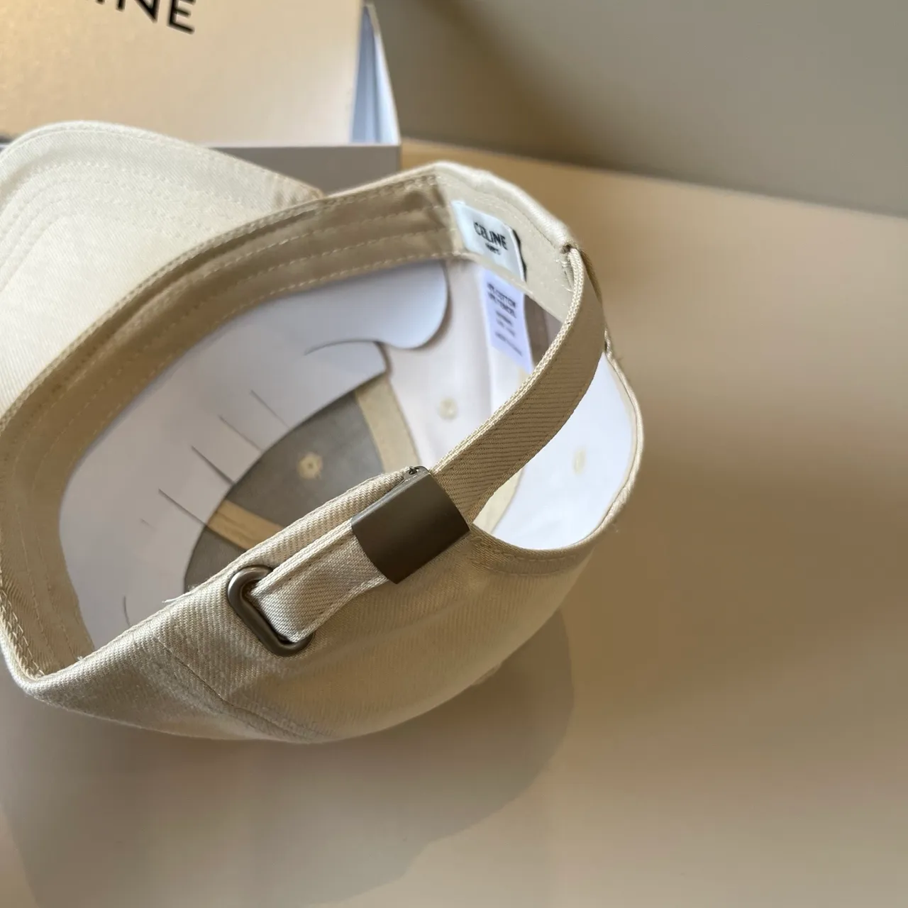 Celine Triomphe Embroidered Off-White Baseball Cap 4