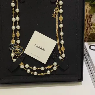 Chanel Bijoux Fantaisie Gold White Multi-Strand Necklace