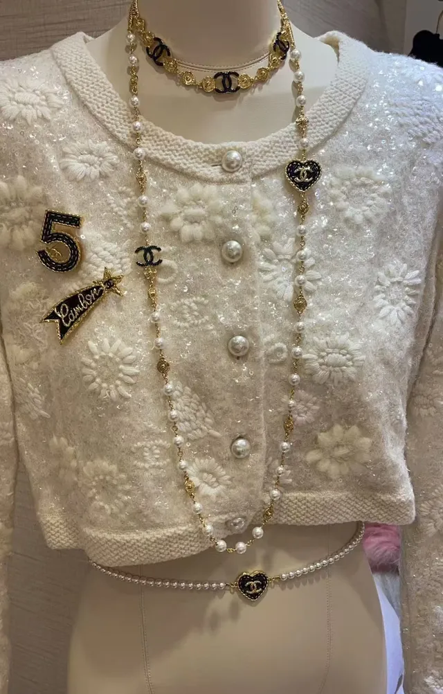 Chanel Bijoux Fantaisie Collier Or Blanc Multi-brins 4