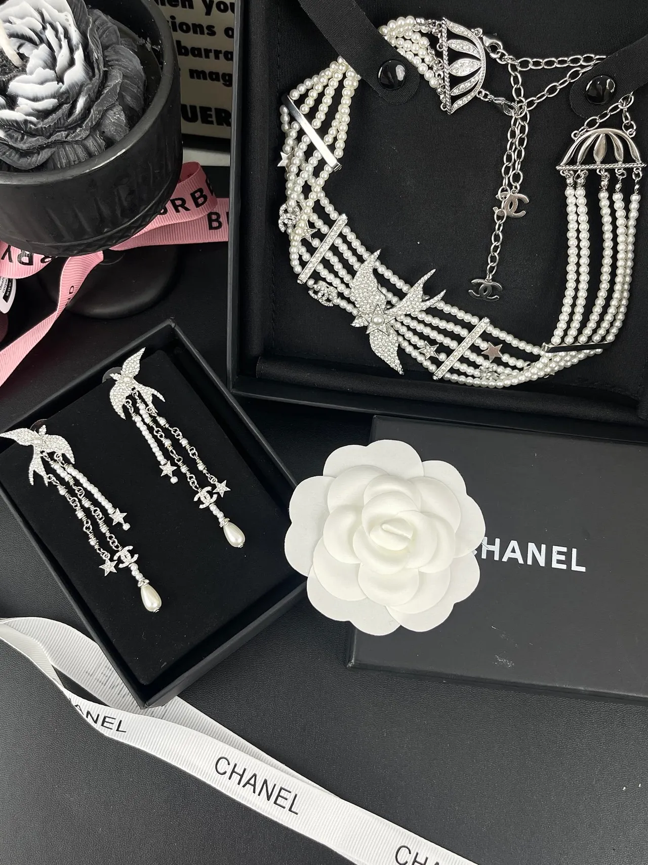 Chanel Bird Motif Pearl and Crystal Dangle Earrings 7