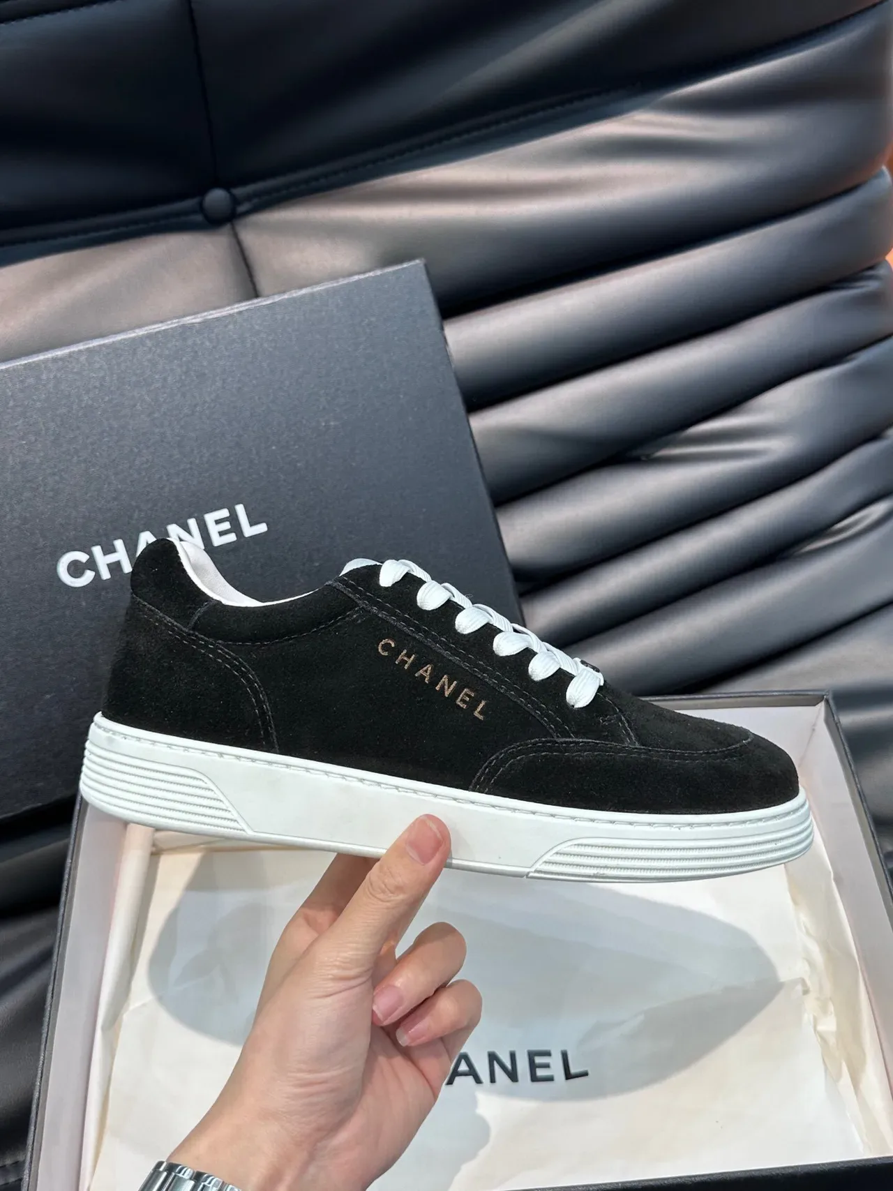 Chanel Black Suede Lifestyle Sneakers 6