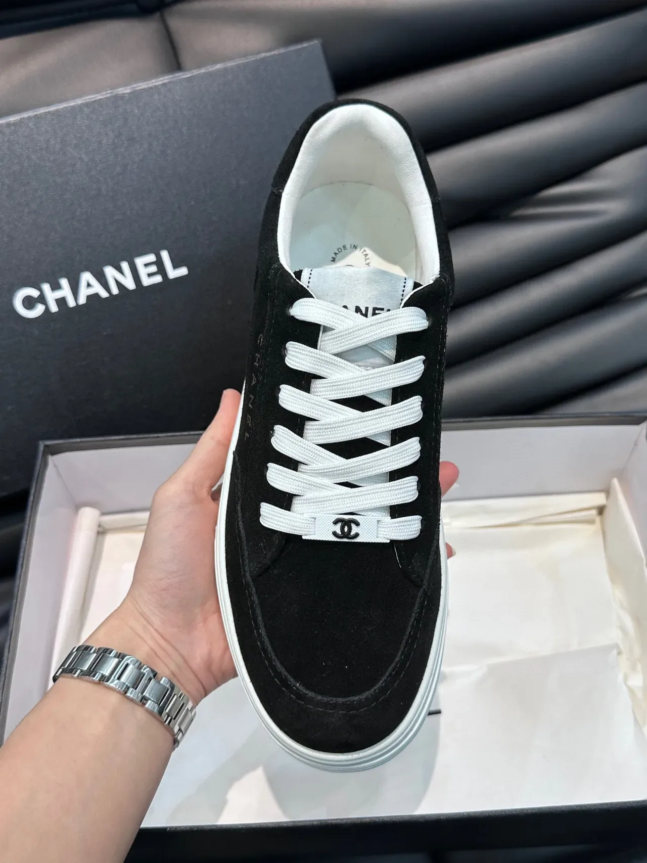 Chanel Black Suede Lifestyle Sneakers 7