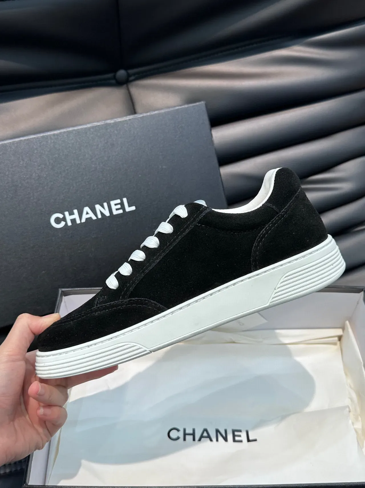 Chanel Black Suede Lifestyle Sneakers 8