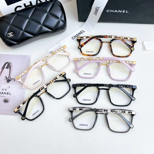 Chanel Black White Rectangular Acetate Frame Chain-Link Temple Detailing Optical Glasses 4