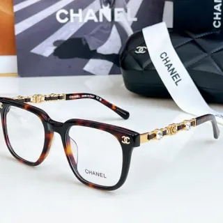 Chanel Brown Gold Tortoiseshell Acetate Chain-Link Temples Optical Glasses
