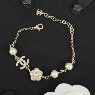 Chanel Camellia and CC Charm Pearl Bracelet
