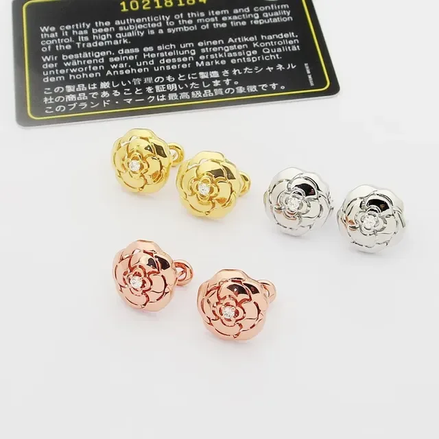Chanel Camellia Brincos de Motivo Floral de Metal Aberto Dourado 8
