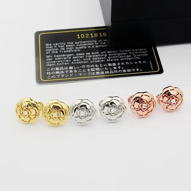 Chanel Camellia Brincos de Motivo Floral de Metal Aberto Dourado 9
