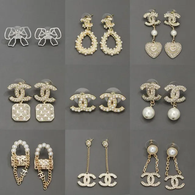 Chanel CC Logo Pearl and Crystal Earrings 8
