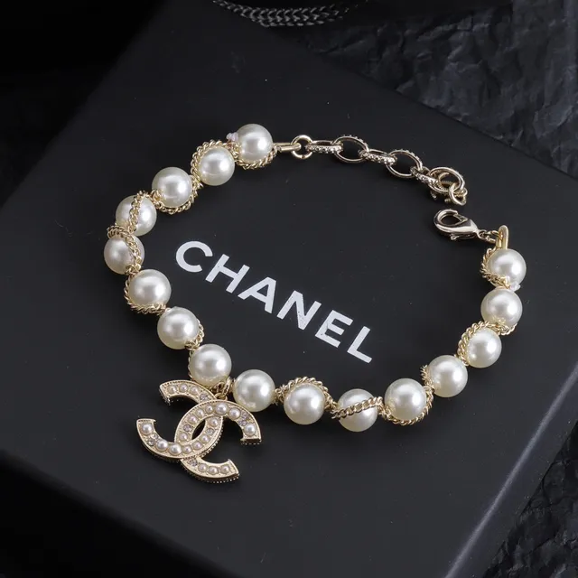 Chanel CC Logo Pearl Set White Gold Strand Crystal-Embellished Necklace 5