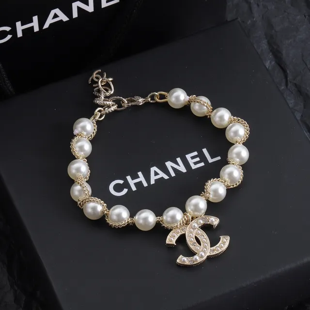 Chanel CC Logo Pearl Set White Gold Strand Crystal-Embellished Necklace 6