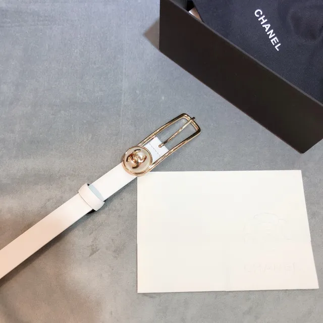 Chanel CC Pearl Belt White Gold Smooth Hardware Leather Belt 3