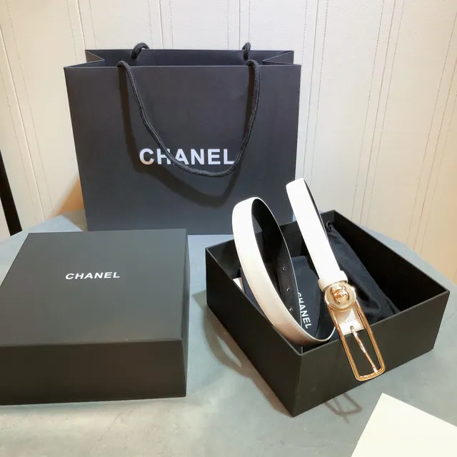 Chanel CC Pearl Belt White Gold Smooth Hardware Leather Belt 4