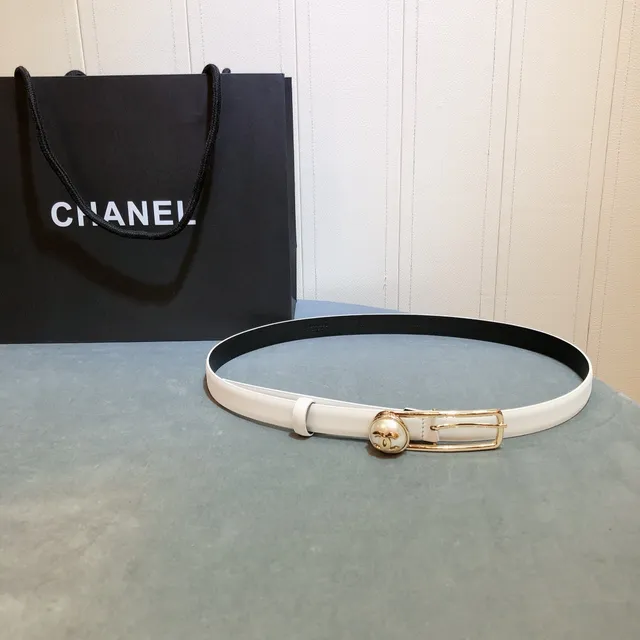 Chanel CC Pearl Belt White Gold Smooth Hardware Leather Belt 5