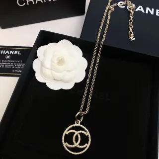 Chanel CC Pendant Gold White Twisted Rope Chain Necklace