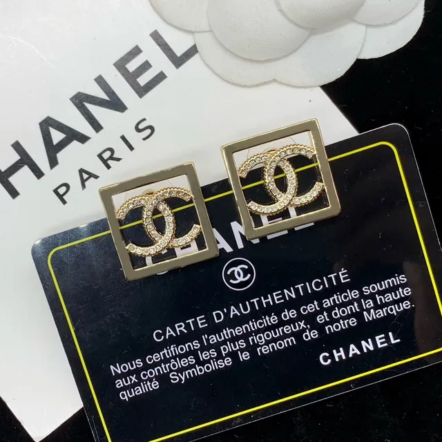 Chanel CC Square Pavé Crystal Gold-Tone Earrings 4