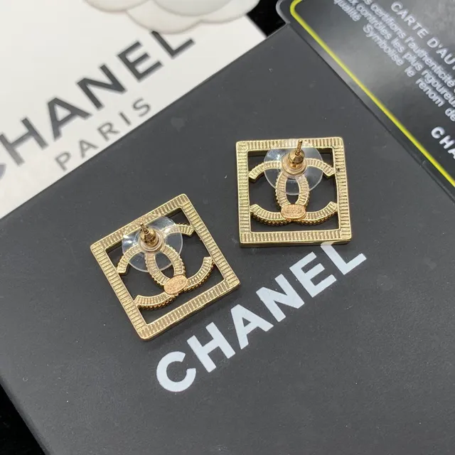 Chanel CC Square Pavé Crystal Gold-Tone Earrings 6