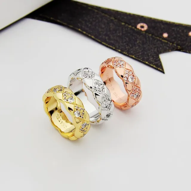 Chanel Coco Crush Quilted Diamond Pavé Rose Gold Ring 7