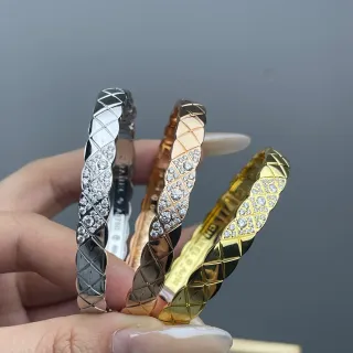 Chanel Coco Crush Quilted Pavé Crystal Bangle Bracelets