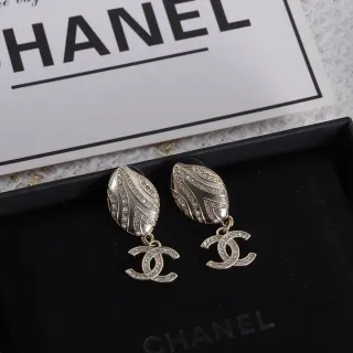 Chanel Crystal Leaf Drop Earrings