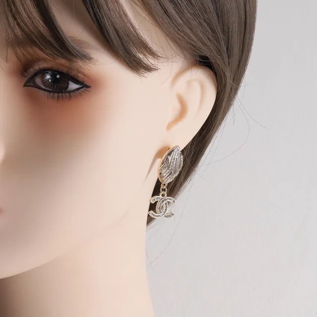 Chanel Crystal Leaf Drop Earrings 2