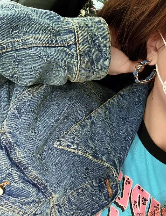 Chanel Denim Chain Hoop Blue Silver Interlocking CC Logo Earrings 3