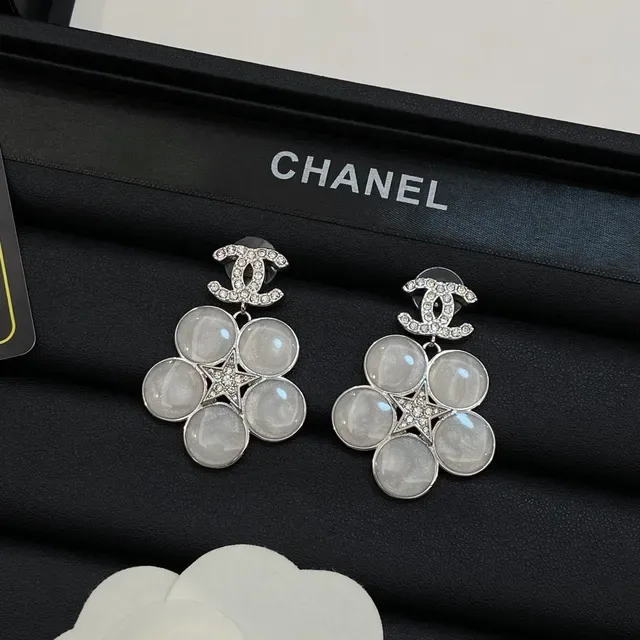 Chanel Floral Cluster Cabochon Earrings 5