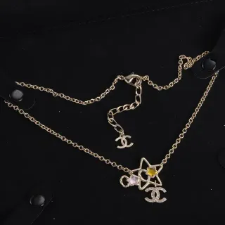 Chanel Gold Multicolor Chain Interlocking CC Charms Necklace