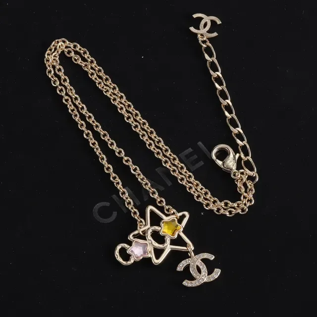 Chanel Gold Multicolor Chain Interlocking CC Charms Necklace 3