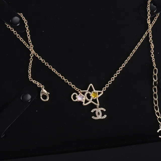 Chanel Gold Multicolor Chain Interlocking CC Charms Necklace 4