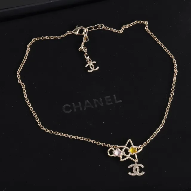 Chanel Gold Multicolor Chain Interlocking CC Charms Necklace 6