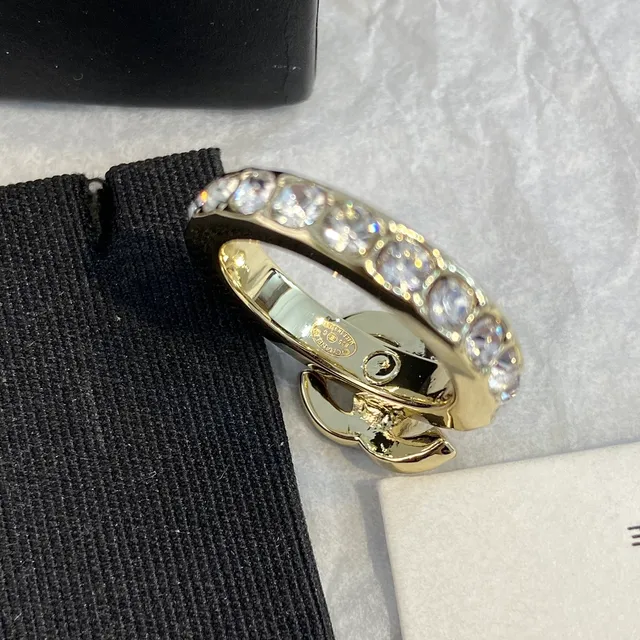 Chanel Gold Transparent Stacked Pavé-Crystal Ring 6