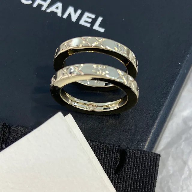 Chanel Gold Transparent Stacked Pavé-Crystal Ring 7