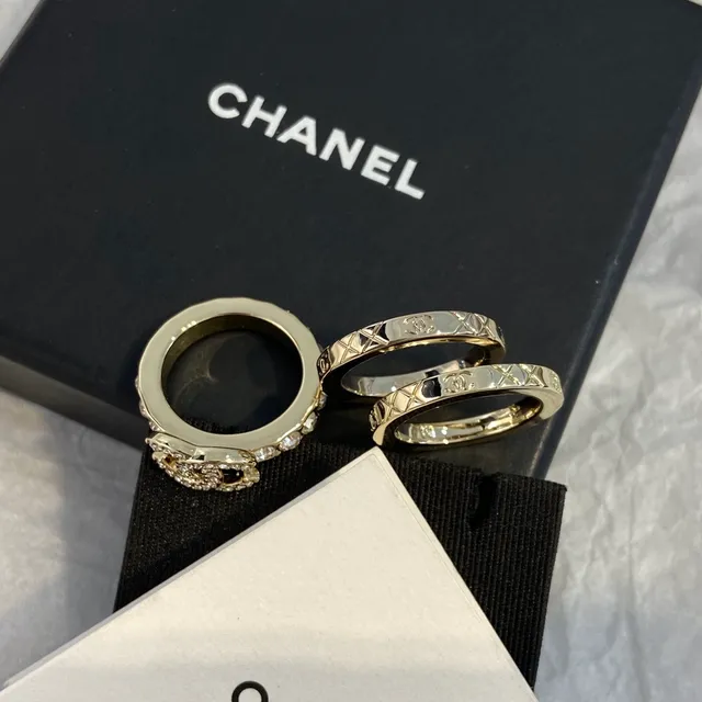 Chanel Gold Transparent Stacked Pavé-Crystal Ring 8