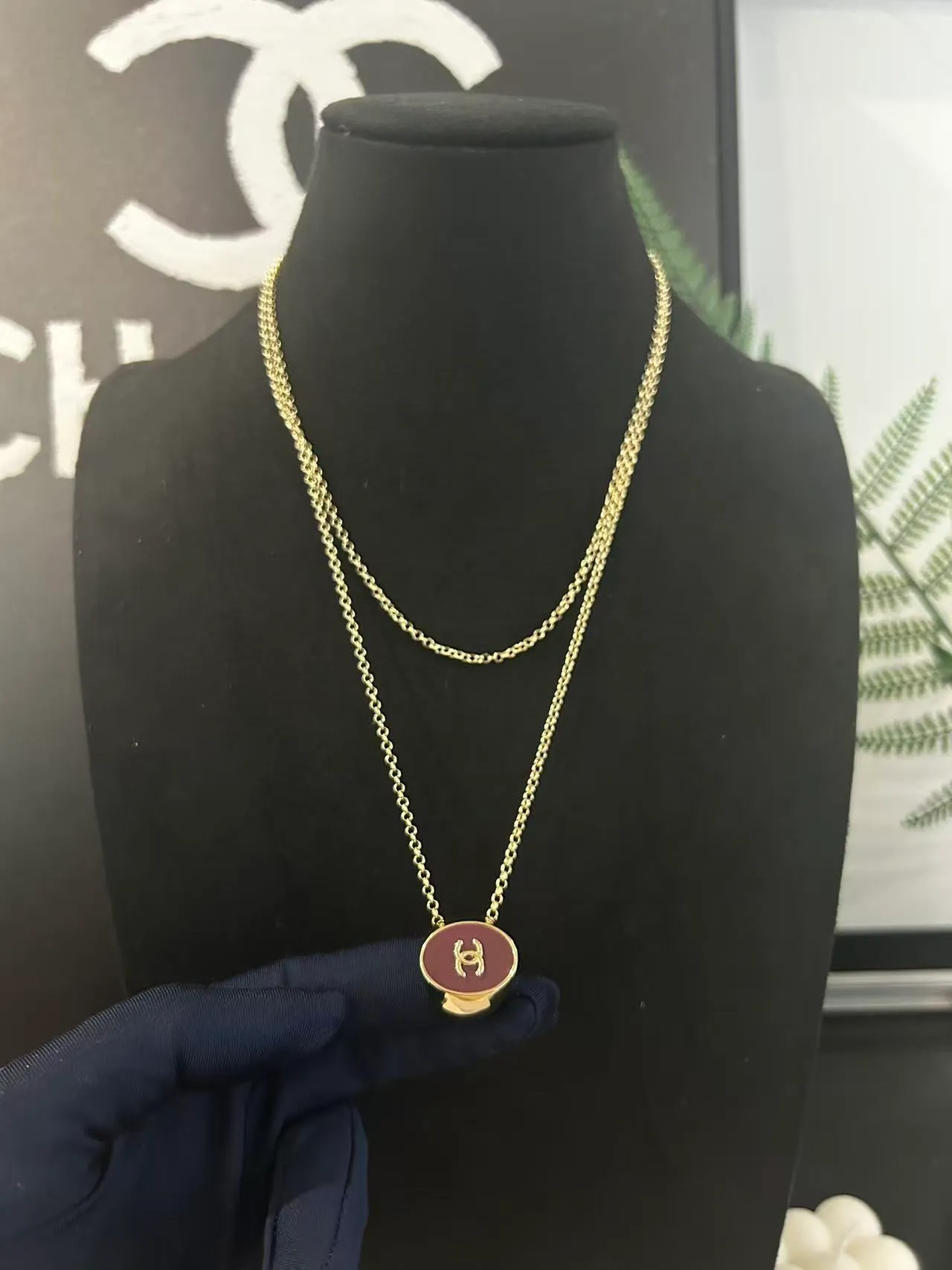 Chanel Layered Gold-Tone Asymmetrical Pendant Necklaces 7