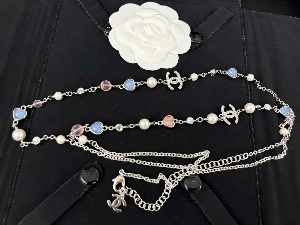 Chanel Layered Pearl and Heart Bead Necklace 3